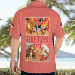 Fire Type Poke Hawaiian Shirt Japan Anime 4