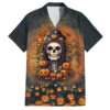 Halloween Skull Hawaiian Shirt Pumpkin Themed 2