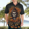 Halloween Skull Hawaiian Shirt Pumpkin Themed 3