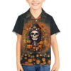 Halloween Skull Hawaiian Shirt Pumpkin Themed 5