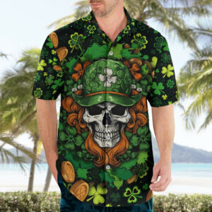 Happy St Patricks Day Skull Hawaiian Shirt 3