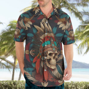 Native American Skull Hawaiian Shirt Native Merican Spirit Of Freedom 3