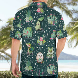 Pokemon Anime Hawaiian Shirt Grass Type Succulents Terrarium Pattern 4