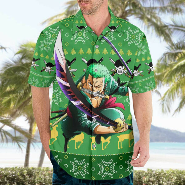 Roronoa Zoro One Piece Hawaiian Shirt Anime Mix Christmas 3