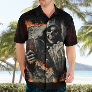 Skull Hawaiian Shirt Gambling Death Fire 4