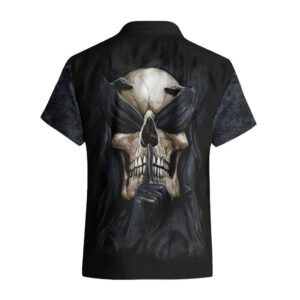 Skull Hawaiian Shirt No See Evil Red Rose Jean 2