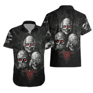 Skull Hawaiian Shirt No See No Hear No Speak Evil 3