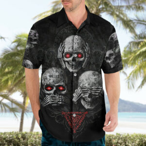 Skull Hawaiian Shirt No See No Hear No Speak Evil 4