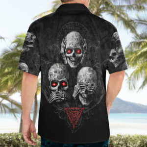 Skull Hawaiian Shirt No See No Hear No Speak Evil 5