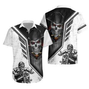 Skull Hawaiian Shirt Riding Motocycle 3