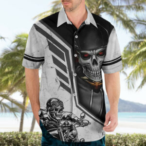 Skull Hawaiian Shirt Riding Motocycle 4