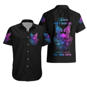 Wings Skull Hawaiian Shirt Heaven Dont Want Me Hell Afraid I Take Over 3