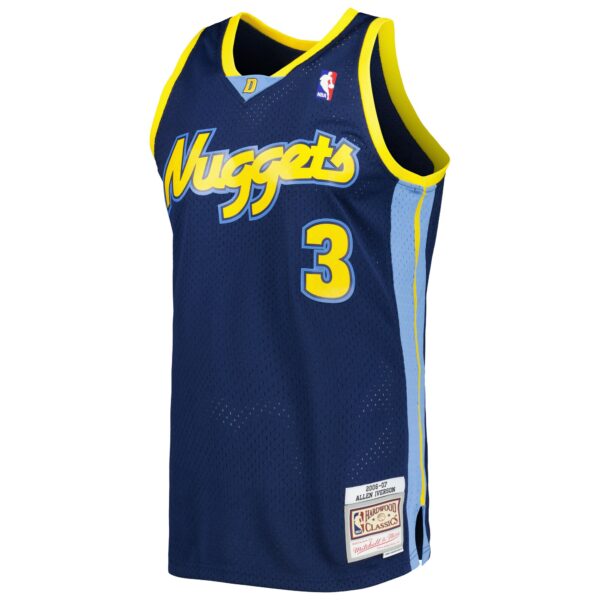 Allen Iverson Denver Nuggets Mitchell & Ness Hardwood Classics Swingman Jersey - Navy - Image 3