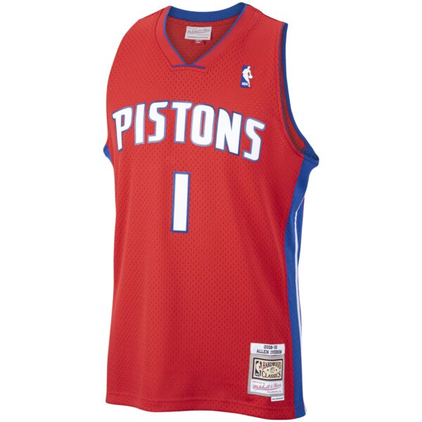 Allen Iverson Detroit Pistons Mitchell & Ness  2008/09 Hardwood Classics Swingman Jersey - Red - Image 3