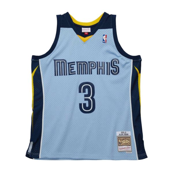Allen Iverson Memphis Grizzlies Mitchell & Ness 2009/10 Hardwood Classics Swingman Jersey - Light Blue - Image 3