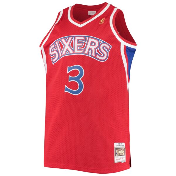 Allen Iverson Philadelphia 76ers Mitchell & Ness 1996/97 Big & Tall Hardwood Classics Swingman Jersey - Red - Image 3