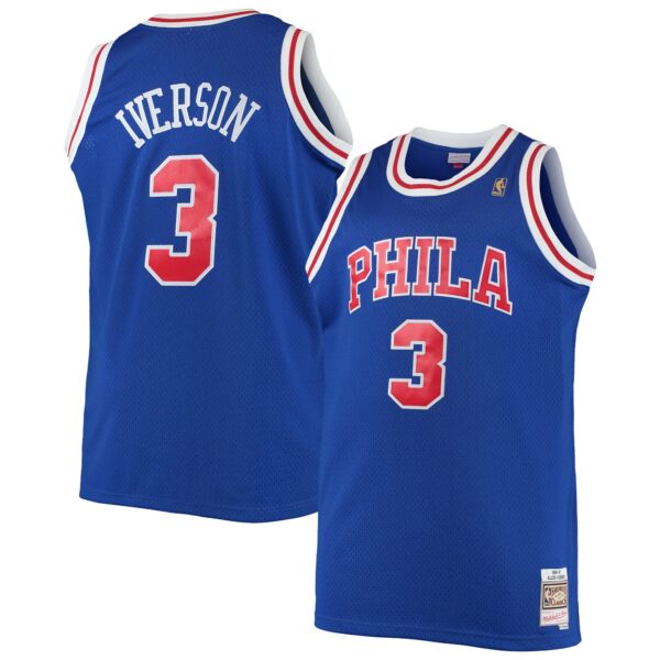 Allen Iverson Philadelphia 76ers Mitchell & Ness 1996/97 Big & Tall Hardwood Classics Swingman Jersey - Royal - Image 2
