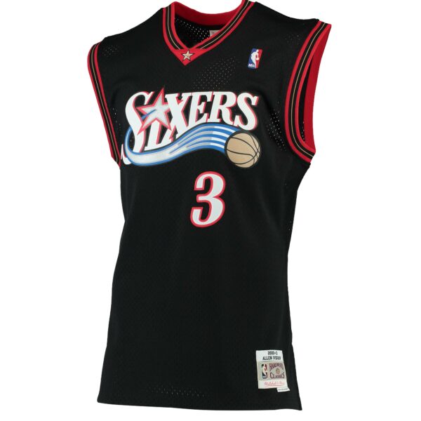 Allen Iverson Philadelphia 76ers Mitchell & Ness 2000/01 Hardwood Classics Swingman Jersey - Black - Image 3