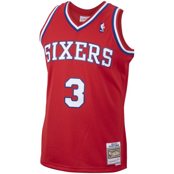 Allen Iverson Philadelphia 76ers Mitchell & Ness 2001/02 Hardwood Classics Swingman Jersey - Red - Image 3
