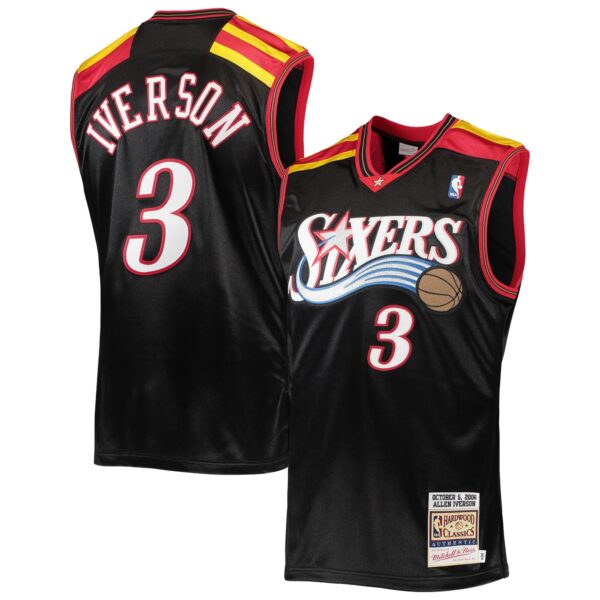 Allen Iverson Philadelphia 76ers Mitchell & Ness 2006 Hardwood Classics Authentic Jersey - Black - Image 2