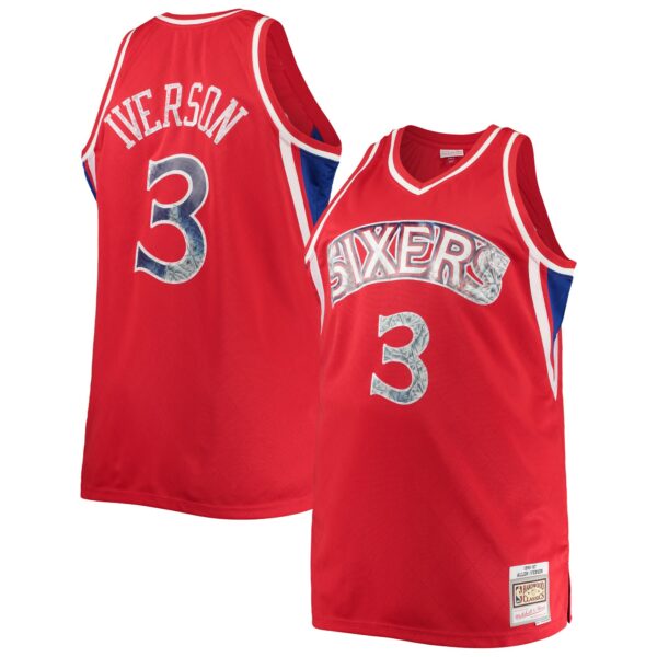 Allen Iverson Philadelphia 76ers Mitchell & Ness Big & Tall 1996/97 NBA 75th Anniversary Diamond Swingman Jersey - Red - Image 2