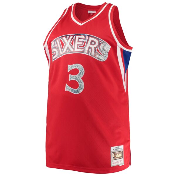Allen Iverson Philadelphia 76ers Mitchell & Ness Big & Tall 1996/97 NBA 75th Anniversary Diamond Swingman Jersey - Red - Image 3
