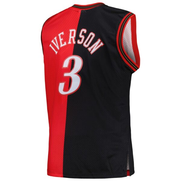 Allen Iverson Philadelphia 76ers Mitchell & Ness Big & Tall Hardwood Classics 2000/01 Split Swingman Jersey - Black/Red - Image 4