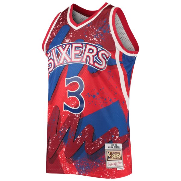 Allen Iverson Philadelphia 76ers Mitchell & Ness Hardwood Classics 1996/97 Hyper Hoops Swingman Jersey - Red - Image 3