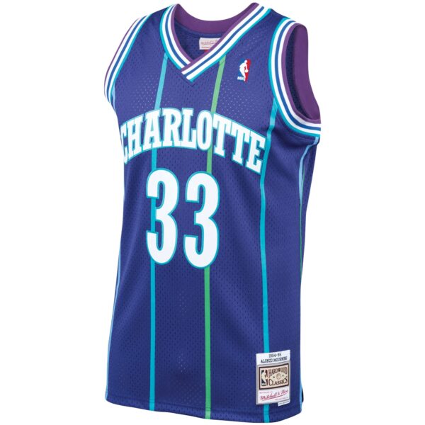 Alonzo Mourning Charlotte Hornets Mitchell & Ness 1994/95 Hardwood Classics Swingman Jersey - Purple - Image 3
