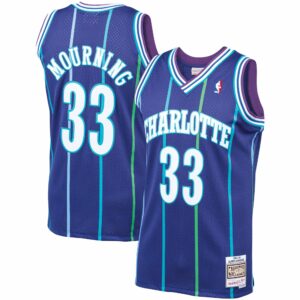 Alonzo Mourning Charlotte Hornets Mitchell & Ness 1994/95 Hardwood Classics Swingman Jersey - Purple