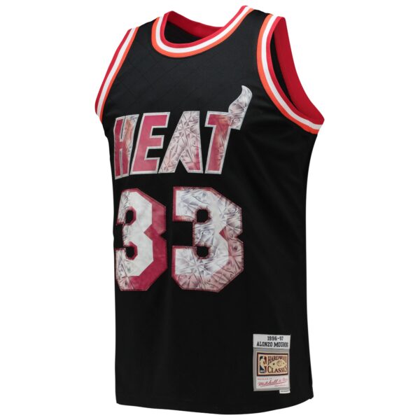 Alonzo Mourning Miami Heat Mitchell & Ness 1996/97 Hardwood Classics NBA 75th Anniversary Diamond Swingman Jersey - Black - Image 3