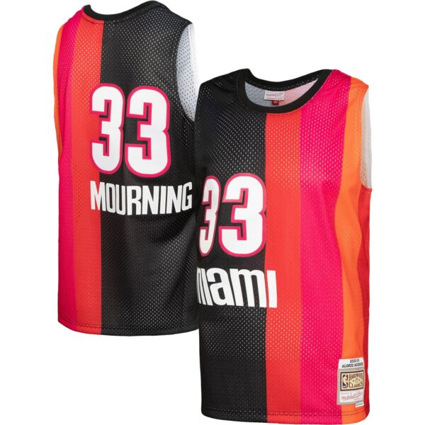 Alonzo Mourning Miami Heat Mitchell & Ness Hardwood Classics 2005/06 Split Swingman Jersey - Black/Red - Image 2
