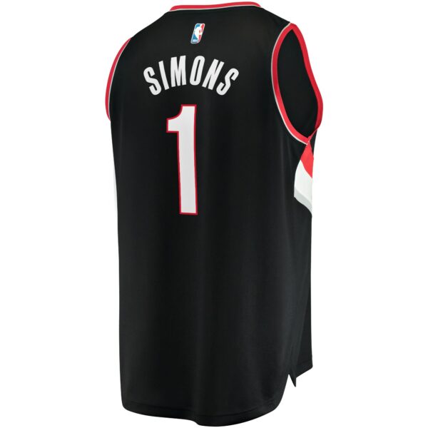 Anfernee Simons Portland Trail Blazers Fanatics Fast Break Replica Jersey - Icon Edition - Black - Image 4
