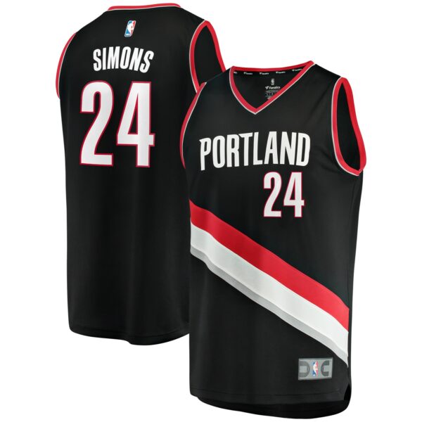 Anfernee Simons Portland Trail Blazers Fanatics Fast Break Replica Jersey - Icon Edition - Black - Image 2