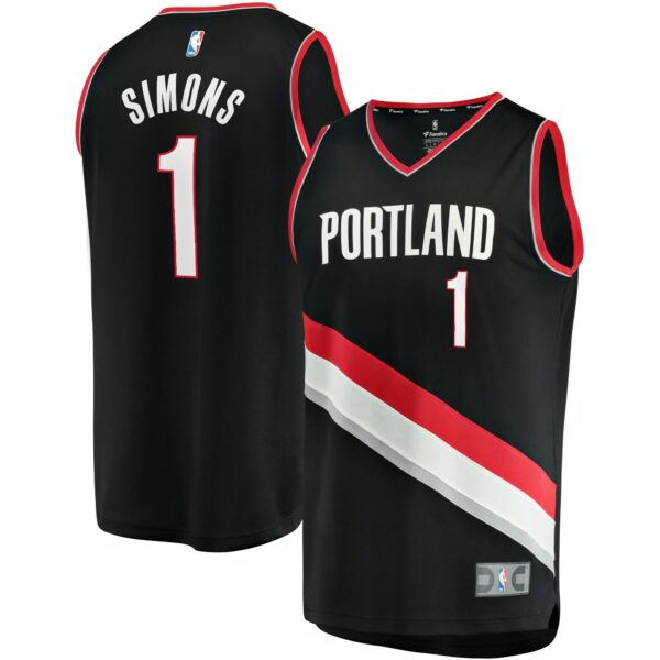 Anfernee Simons Portland Trail Blazers Fanatics Fast Break Replica Jersey - Icon Edition - Black - Image 2