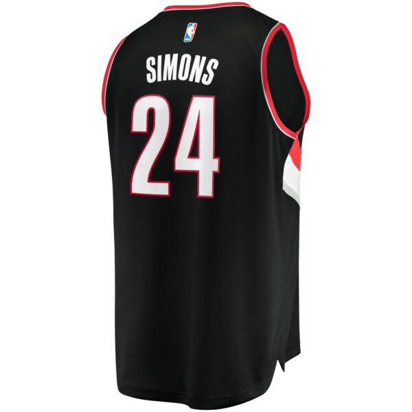 Anfernee Simons Portland Trail Blazers Fanatics Fast Break Replica Jersey - Icon Edition - Black - Image 4