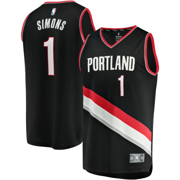 Anfernee Simons Portland Trail Blazers Fanatics Fast Break Replica Player Jersey - Icon Edition - Black - Image 2