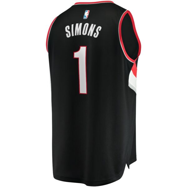 Anfernee Simons Portland Trail Blazers Fanatics Fast Break Replica Player Jersey - Icon Edition - Black - Image 4