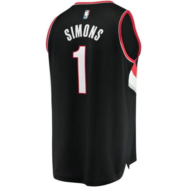 Anfernee Simons Portland Trail Blazers Fanatics Youth Fast Break Player Jersey - Icon Edition - Black - Image 4