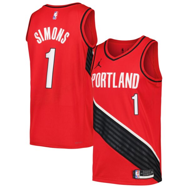 Anfernee Simons Portland Trail Blazers Jordan Brand Swingman Player Jersey - Statement Edition - Red - Image 2