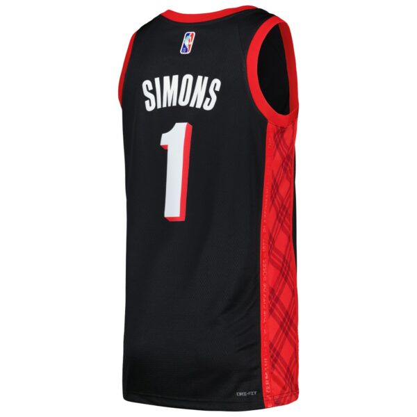 Anfernee Simons Portland Trail Blazers Nike Swingman Player Jersey - City Edition - Black - Image 4
