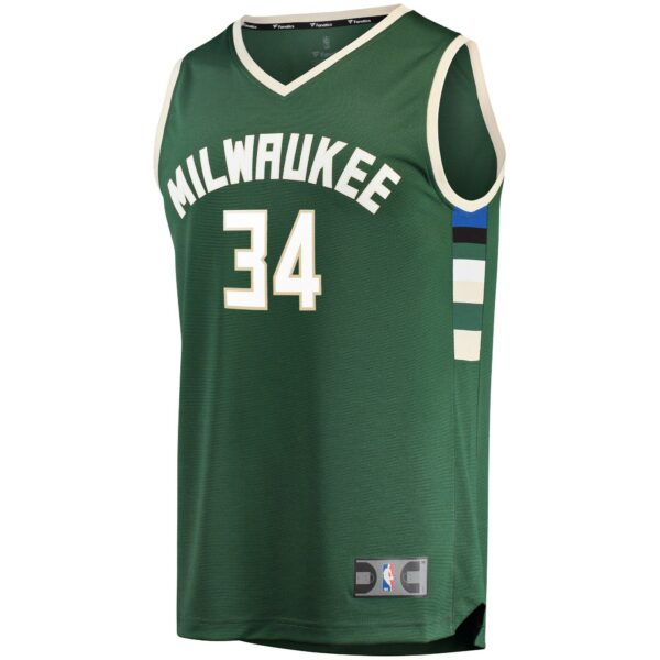 Antetokounmpo Milwaukee Bucks Fanatics Fast Break Replica Player Jersey Green - Icon Edition - Image 3