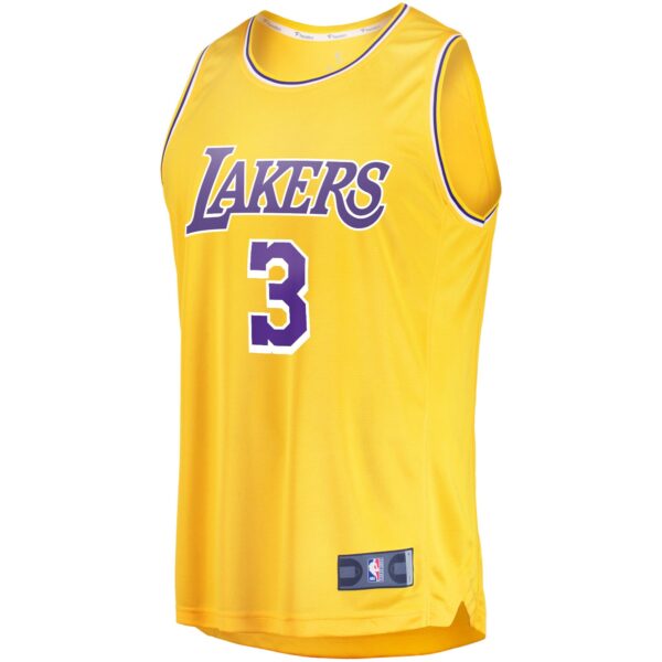 Anthony Davis Los Angeles Lakers Fanatics Fast Break Replica Jersey - Icon Edition - Gold - Image 3