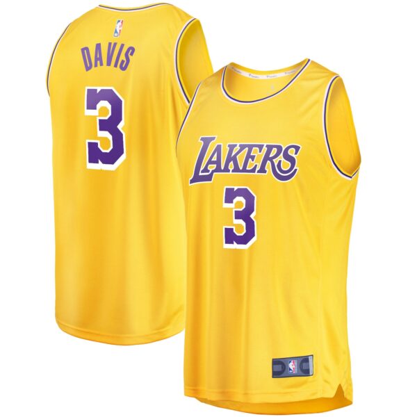 Anthony Davis Los Angeles Lakers Fanatics Fast Break Replica Jersey - Icon Edition - Gold - Image 2