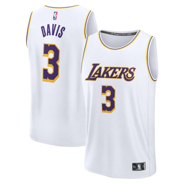 Anthony Davis Los Angeles Lakers Fanatics Fast Break Replica Player Jersey - Association Edition - White - Image 2