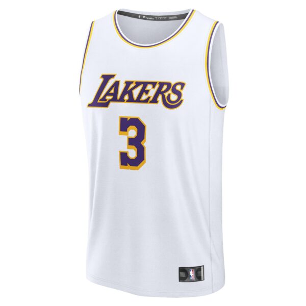 Anthony Davis Los Angeles Lakers Fanatics Youth Fast Break Replica Player Jersey - Association Edition - White - Image 3