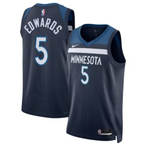 Anthony Edwards Minnesota Timberwolves Nike Unisex Badge Swingman Replica Jersey - Icon Edition - Navy