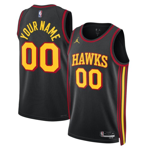 Atlanta Hawks Jordan Brand Unisex 2022/23 Swingman Custom Jersey - Statement Edition - Black - Image 2