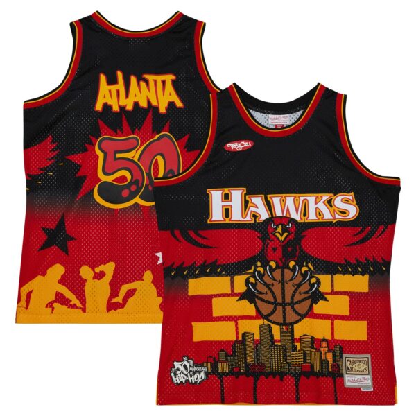 Atlanta Hawks Mitchell & Ness x Tats Cru Hardwood Classics Fashion Jersey - Black - Image 2