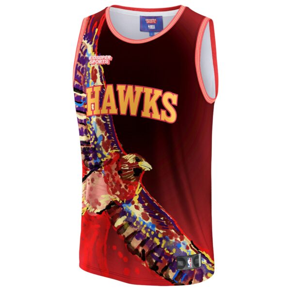 Atlanta Hawks NBA & KidSuper Studios by Fanatics Unisex Hometown Jersey - Red - Image 3